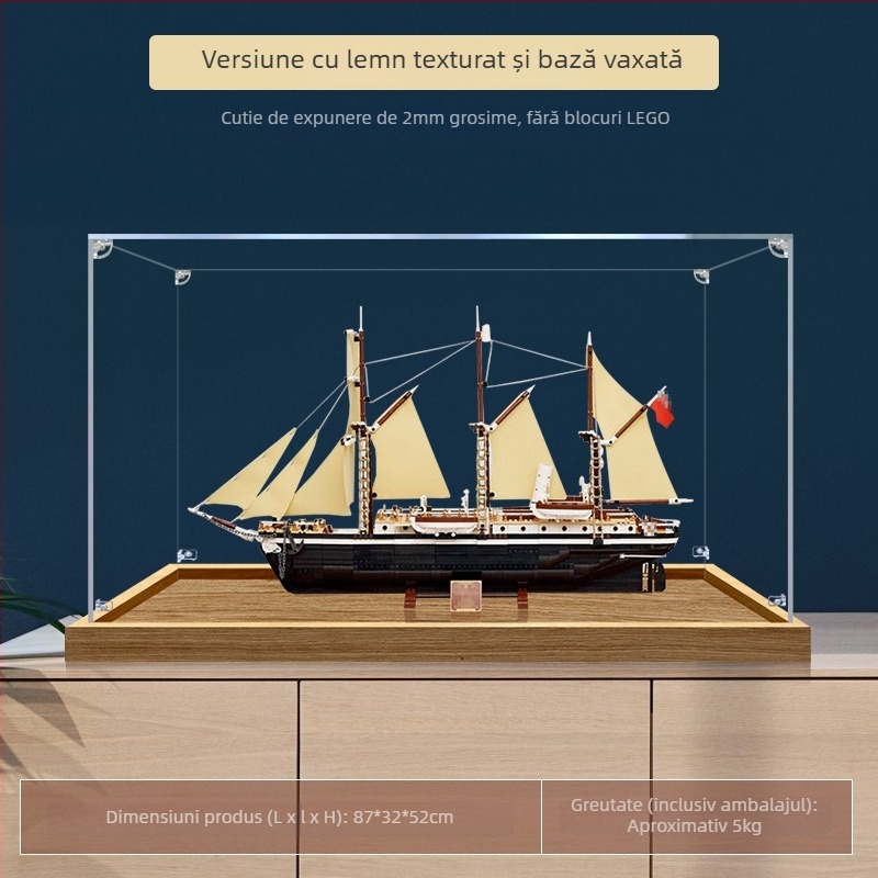 Cutie de depozitare pentru figuri LEGO 10335 – Display din acrilic transparent, protecție împotriva prafului, capacitate 3, fără capac, imprimare logo