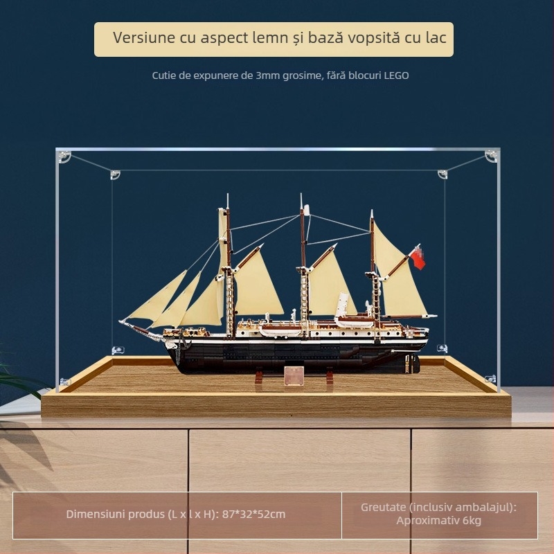 Cutie de depozitare pentru figuri LEGO 10335 – Display din acrilic transparent, protecție împotriva prafului, capacitate 3, fără capac, imprimare logo