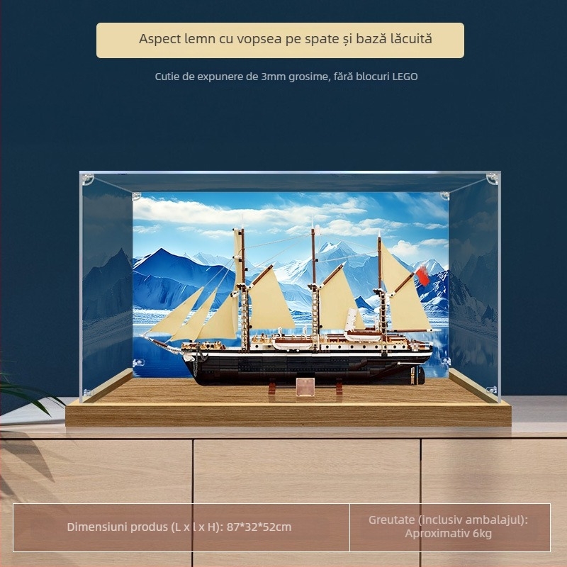 Cutie de depozitare pentru figuri LEGO 10335 – Display din acrilic transparent, protecție împotriva prafului, capacitate 3, fără capac, imprimare logo