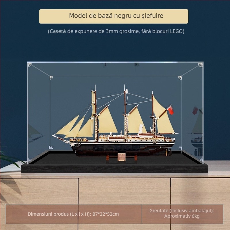 Cutie de depozitare pentru figuri LEGO 10335 – Display din acrilic transparent, protecție împotriva prafului, capacitate 3, fără capac, imprimare logo