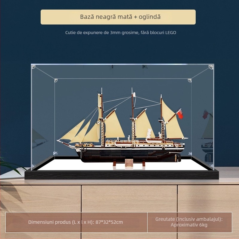 Cutie de depozitare pentru figuri LEGO 10335 – Display din acrilic transparent, protecție împotriva prafului, capacitate 3, fără capac, imprimare logo