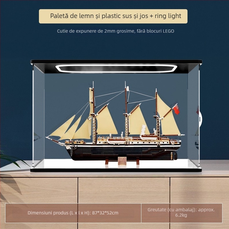 Cutie de depozitare pentru figuri LEGO 10335 – Display din acrilic transparent, protecție împotriva prafului, capacitate 3, fără capac, imprimare logo