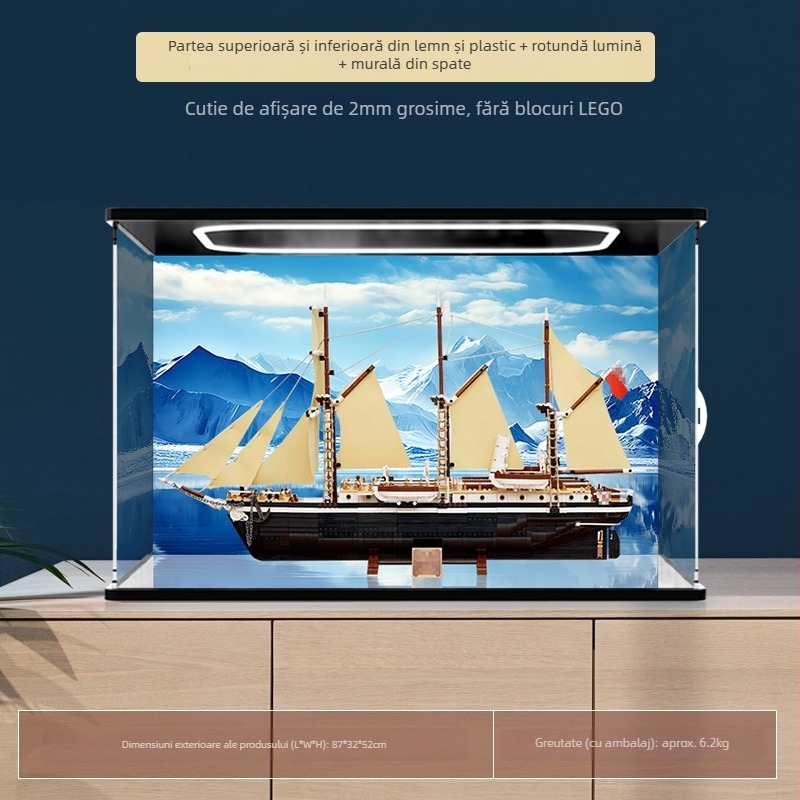 Cutie de depozitare pentru figuri LEGO 10335 – Display din acrilic transparent, protecție împotriva prafului, capacitate 3, fără capac, imprimare logo