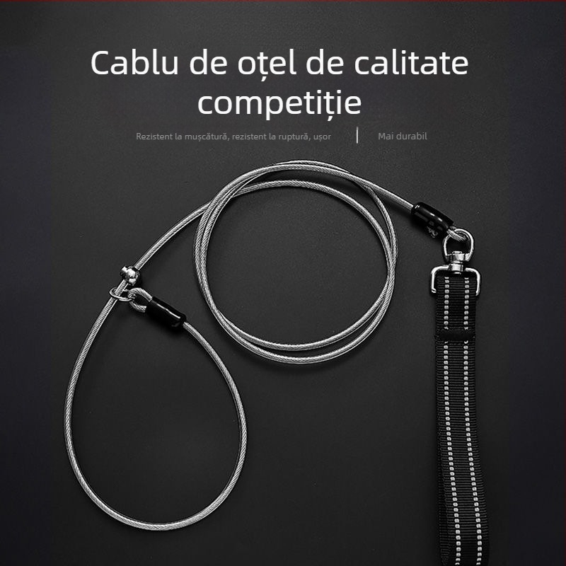 Lesă pentru câine din oțel inoxidabil, pentru plimbări, antrenament profesional, design cu noduri durabil