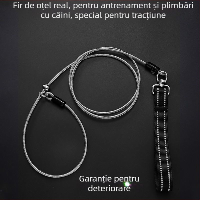 Lesă pentru câine din oțel inoxidabil, pentru plimbări, antrenament profesional, design cu noduri durabil