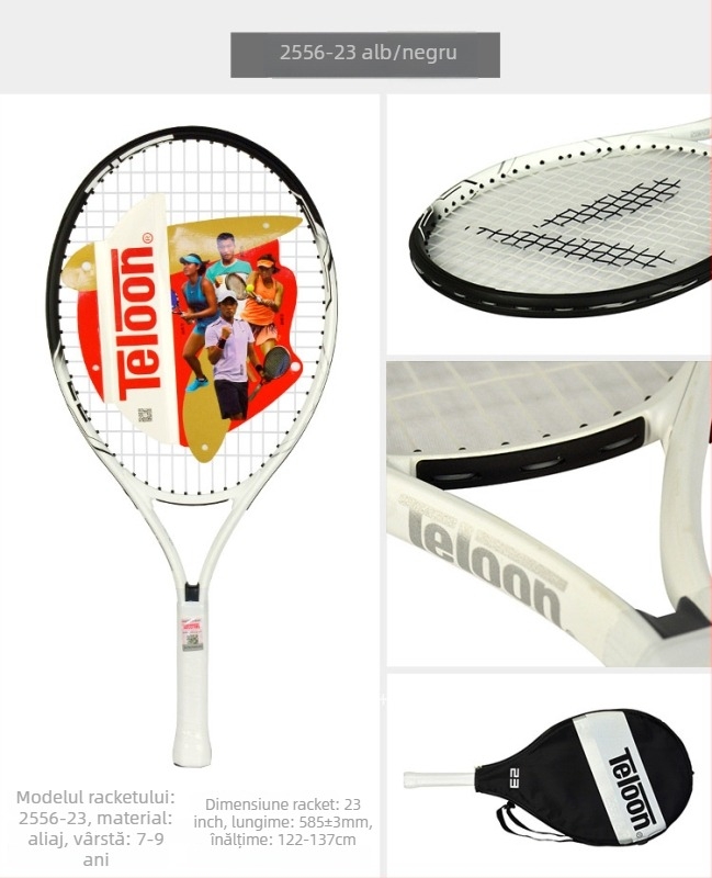 Rachetă tenis pentru copii Tianlong, cadru din aliaj de aluminiu, greutate ≥100 g, mâner G2, tijă rigidă, lovire directă