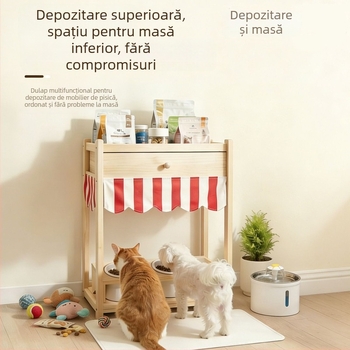 Raft de sertare pentru hrana animalelor — din lemn, pentru pisici, Core Ratio, Pet Drawer Rack