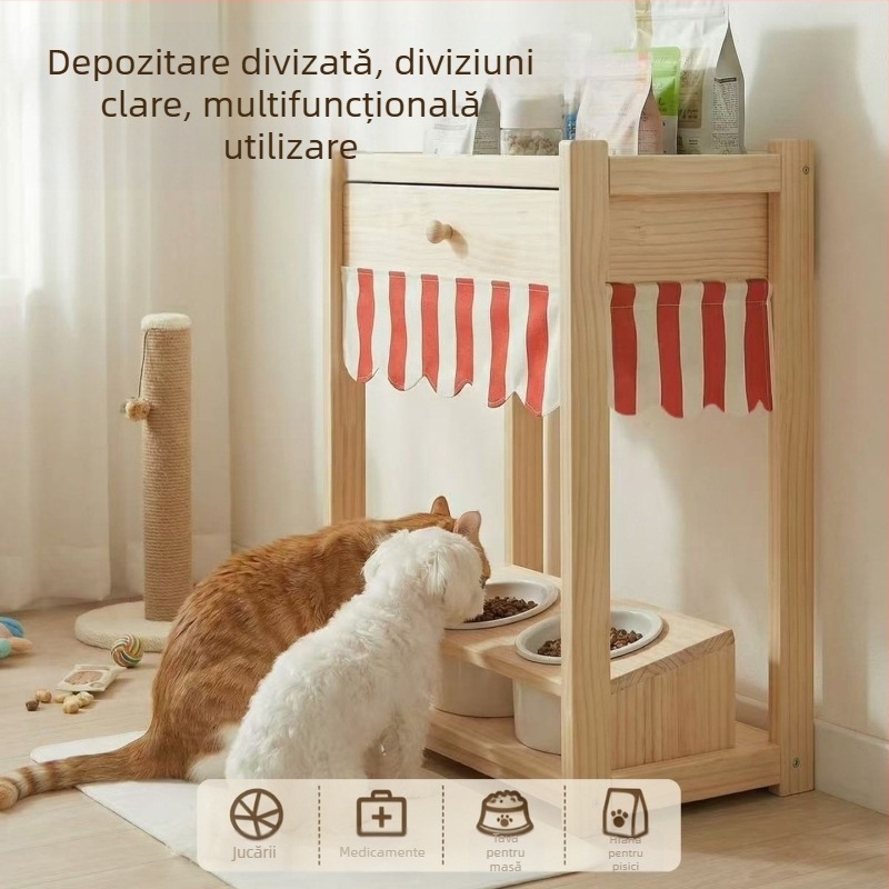 Raft de sertare pentru hrana animalelor — din lemn, pentru pisici, Core Ratio, Pet Drawer Rack