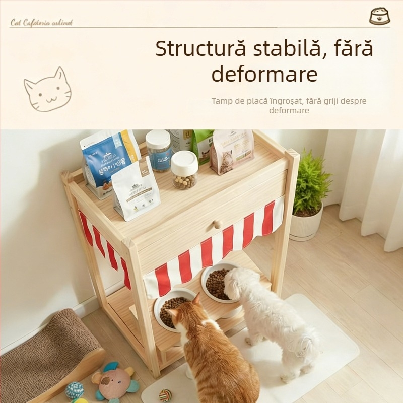 Raft de sertare pentru hrana animalelor — din lemn, pentru pisici, Core Ratio, Pet Drawer Rack