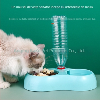 Adăpător automat pentru pisici, cu două boluri – din plastic