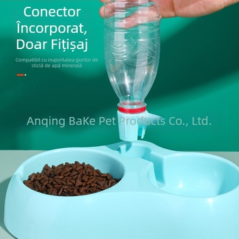 Adăpător automat pentru pisici, cu două boluri – din plastic