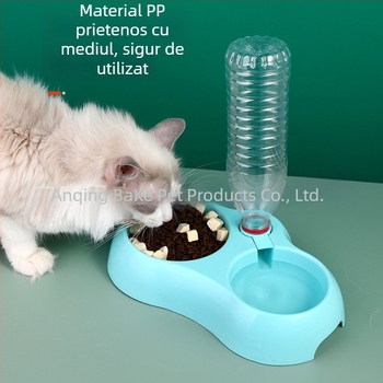 Adăpător automat pentru pisici, cu două boluri – din plastic