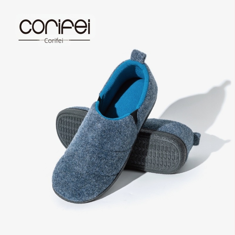 Papuci de casă pentru bărbați, talpă din cauciuc, partea superioară din material textil, închidere cu bretea spate, iarna 2023