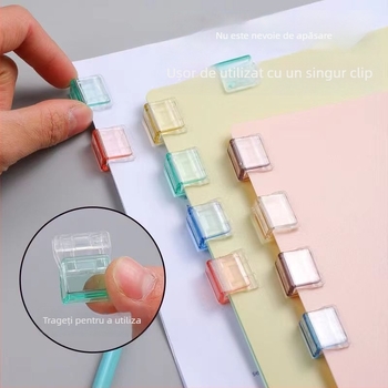 Clip de colț din plastic, transparent, pentru birou, multifuncțional