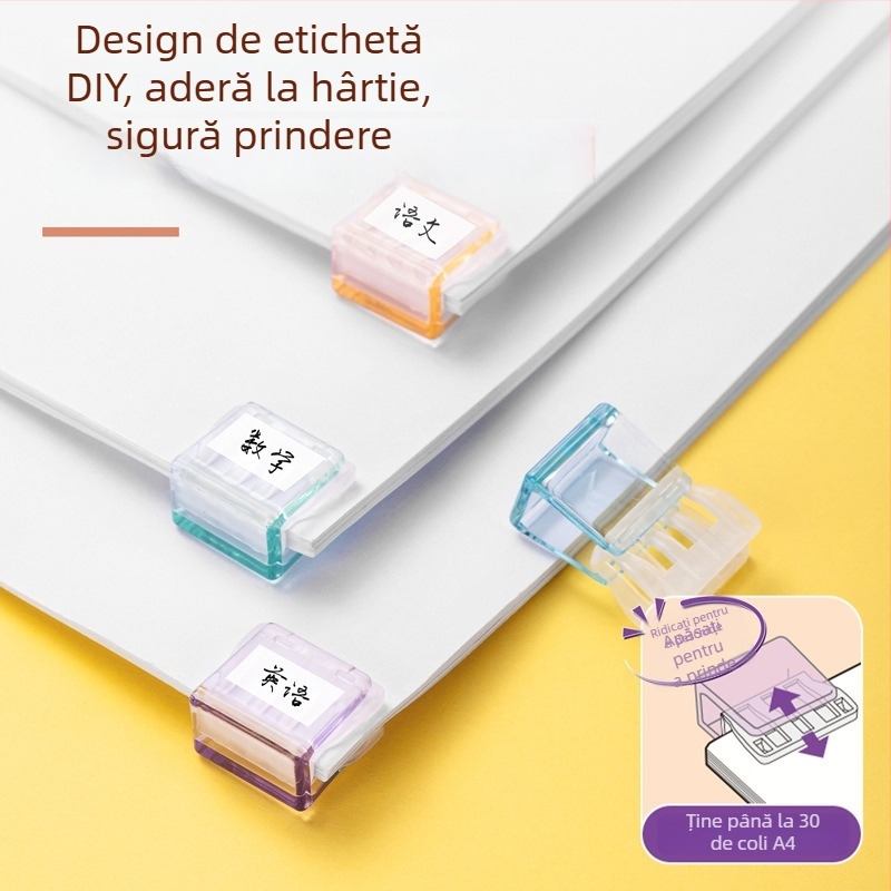 Clip de colț din plastic, transparent, pentru birou, multifuncțional