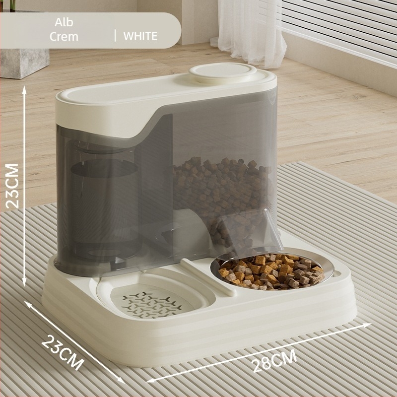 All-in-One: Dispenser de apă pentru animale de companie și hrănitor pentru pisici, cu boluri detașabile și ușor de curățat; plastic, ambalaj 1 bucată, hranire manuală