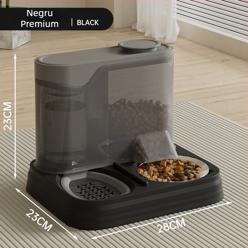 All-in-One: Dispenser de apă pentru animale de companie și hrănitor pentru pisici, cu boluri detașabile și ușor de curățat; plastic, ambalaj 1 bucată, hranire manuală