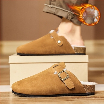 Papuci de iarnă pentru bărbați, talpă groasă pentru creșterea înălțimii, căptuțiți, slip-on în stil Birkenstock, talpă EVA și partea superioară EVA, pentru uz interior și exterior