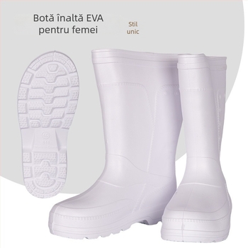 Cizme de ploaie EVA pentru unisex, înălțime mare a tubului, talpă antiderapantă, căptușeală din blană artificială