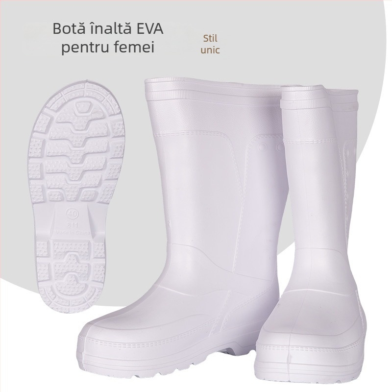 Cizme de ploaie EVA pentru unisex, înălțime mare a tubului, talpă antiderapantă, căptușeală din blană artificială