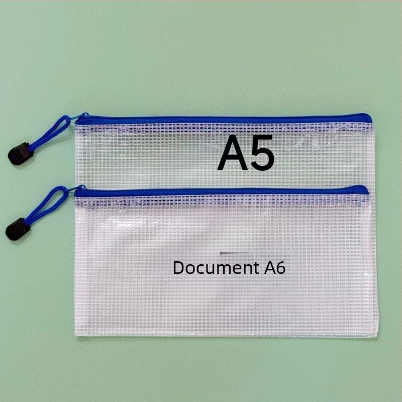 Geantă pentru documente din PVC, cu fermoar din plasă, transparentă pentru facturi și chitanțe