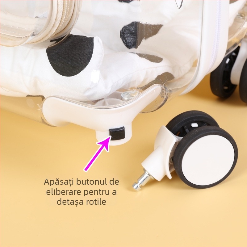 Geantă troler pentru animale de companie, transparentă, design panoramic, capacitate mare, din plastic