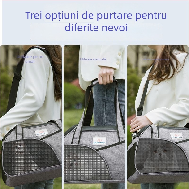 Geantă pentru animale de companie pentru ieșiri, design crossbody, material Oxford, capacitate 5 kg, Pet Search