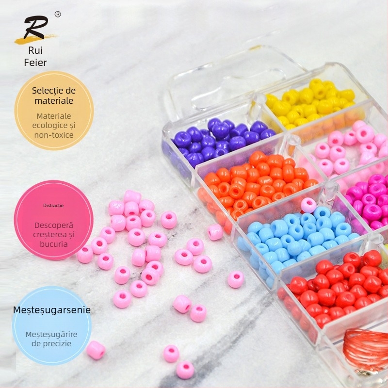 Kit de antrenament pentru înnodarea mărgelelor pentru copii – mărgele din plastic, OA038 model, stil obișnuit