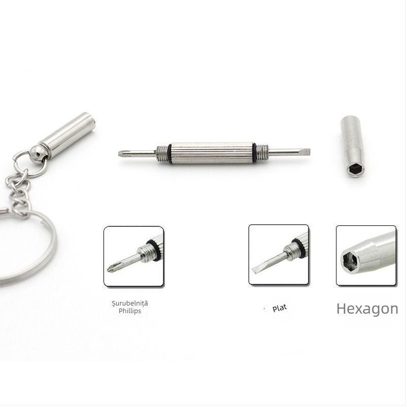 Vanwen Șurubelniță pentru ochelari – Instrument portabil, trei în unu pentru ochelari (Metal, brațe de ochelari)