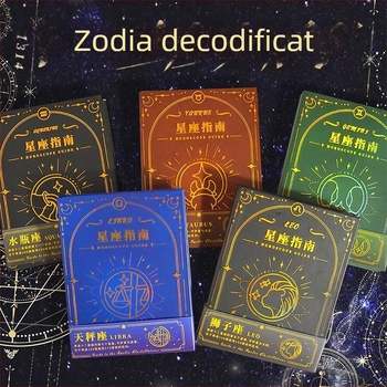Caiet cu tema Cele 12 zodii, legare cu adeziv, hârtie offset dublă, 80 gsm, 100–200 pagini, stil creativ