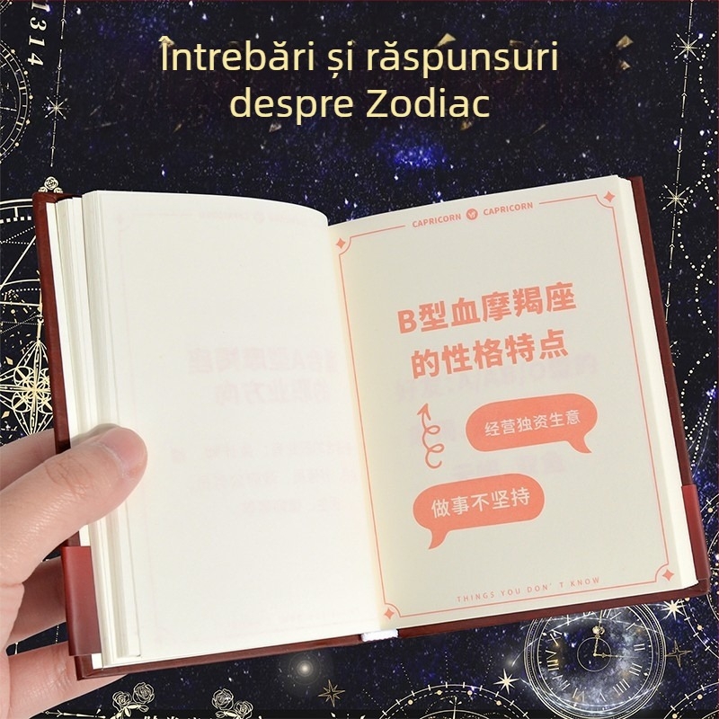 Caiet cu tema Cele 12 zodii, legare cu adeziv, hârtie offset dublă, 80 gsm, 100–200 pagini, stil creativ