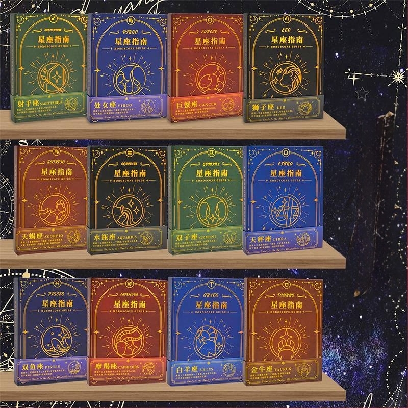 Caiet cu tema Cele 12 zodii, legare cu adeziv, hârtie offset dublă, 80 gsm, 100–200 pagini, stil creativ