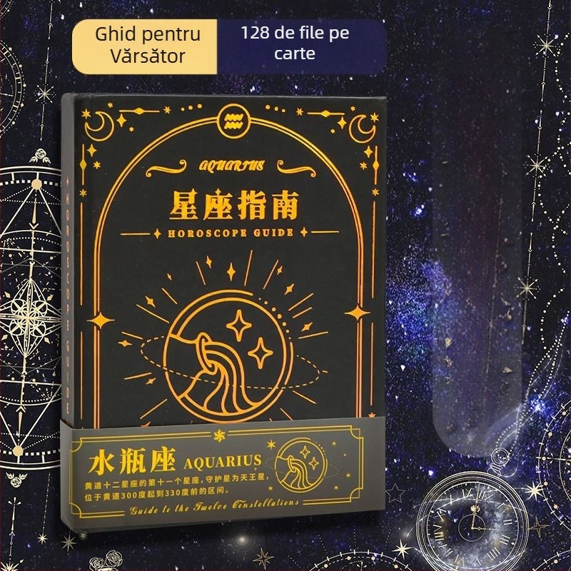 Caiet cu tema Cele 12 zodii, legare cu adeziv, hârtie offset dublă, 80 gsm, 100–200 pagini, stil creativ