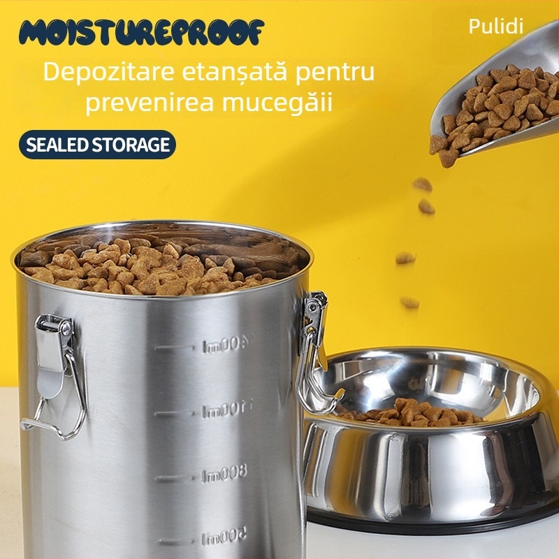 Pridy Recipient pentru hrană pentru animale din oțel inoxidabil 304, etanș, capacitate 520–2500 ml