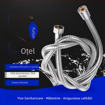 Furtun de duș din oțel inoxidabil – model: tub de duș cu exterior din oțel inoxidabil; presiune nominală: 7; temperatură de funcționare: 50°C; instalare: conectare; stil: modern minimalist