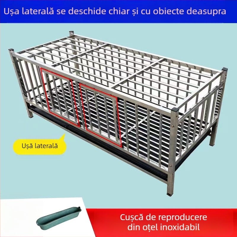 Cușcă de reproducere din oțel inoxidabil pentru porumbei, găini, rațe și iepuri — construcție întărită cu pereți groși