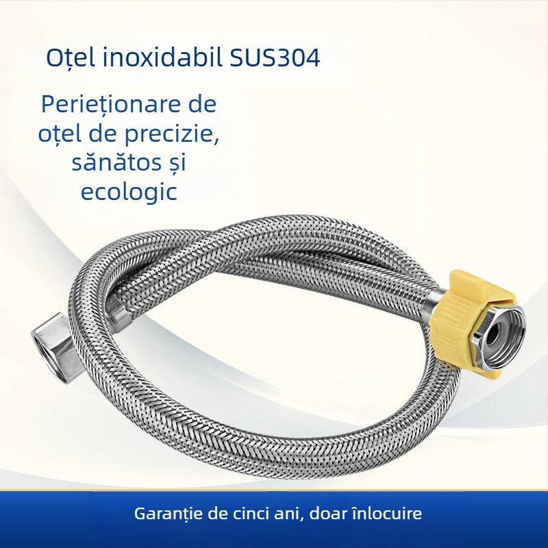 Furtun de alimentare din oțel inoxidabil 304, cu capete duble pentru boiler și toaletă, model 1223, presiune nominală 0,6 MPa, temperatură de lucru 90°C, montaj universal