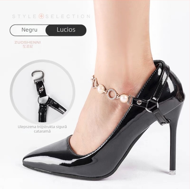 Pearl Series Fermoar curea pentru șireturi la pantofi cu toc, Jiaojianer, lățime 1 cm, compatibil cu toate lungimile șireturilor, potrivit pentru sneakers, pantofi din piele, sandale