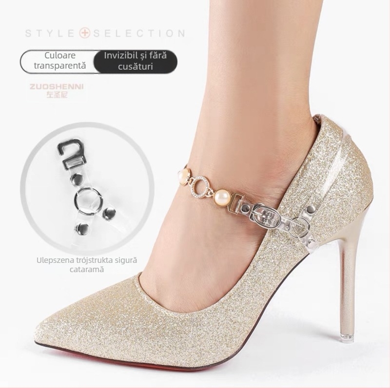 Pearl Series Fermoar curea pentru șireturi la pantofi cu toc, Jiaojianer, lățime 1 cm, compatibil cu toate lungimile șireturilor, potrivit pentru sneakers, pantofi din piele, sandale