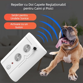 Repeller ultrasonic pentru câini, JL-659G cu două capete, carcasă din plastic, putere mare, utilizare universală