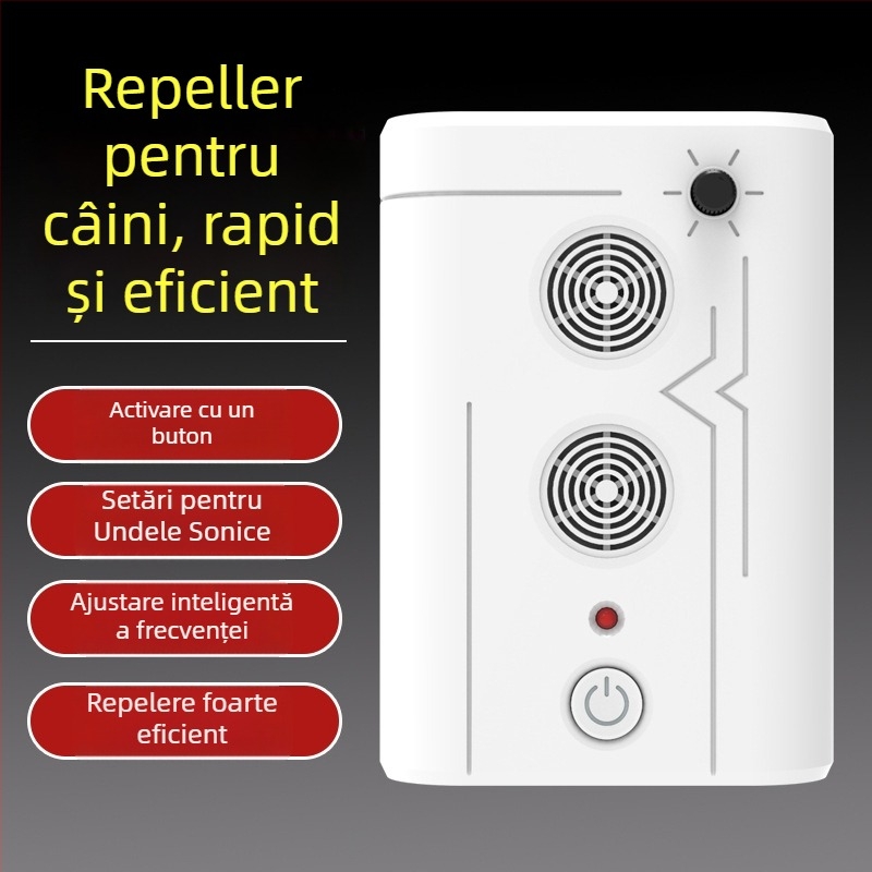 Repeller ultrasonic pentru câini, JL-659G cu două capete, carcasă din plastic, putere mare, utilizare universală