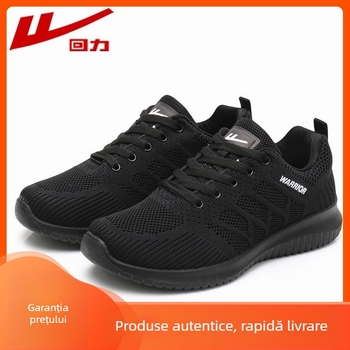 Pantofi sport bărbați din plasă respirabilă, cu șireturi, profil redus, vârf rotund, talpă PU