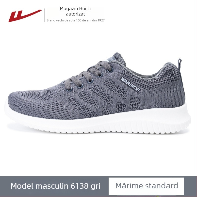 Pantofi sport bărbați din plasă respirabilă, cu șireturi, profil redus, vârf rotund, talpă PU