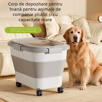 Recipient pliabil pentru hrana animalelor de companie — etanșare, rezistent la umezeală, anti-insecte, din PP, 10L+ capacitate, depozitare orez/grâne