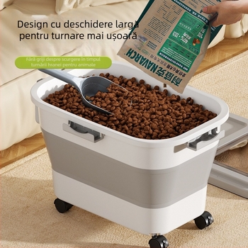 Recipient pliabil pentru hrana animalelor de companie — etanșare, rezistent la umezeală, anti-insecte, din PP, 10L+ capacitate, depozitare orez/grâne
