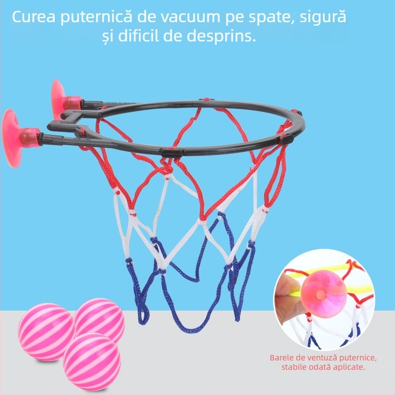 Mini coș de baschet cu ventuză pentru baie – jucărie de apă pentru aruncare, plastic, brand Autonomy, pentru copii 4–6 ani