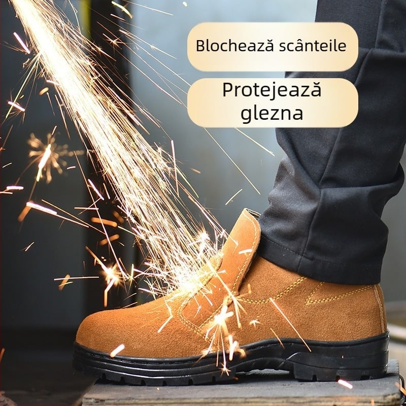 Pantofi de siguranță pentru bărbați, iarnă, înalți, cu vârf din oțel, anti-perforație, anti-șoc, personalizabili