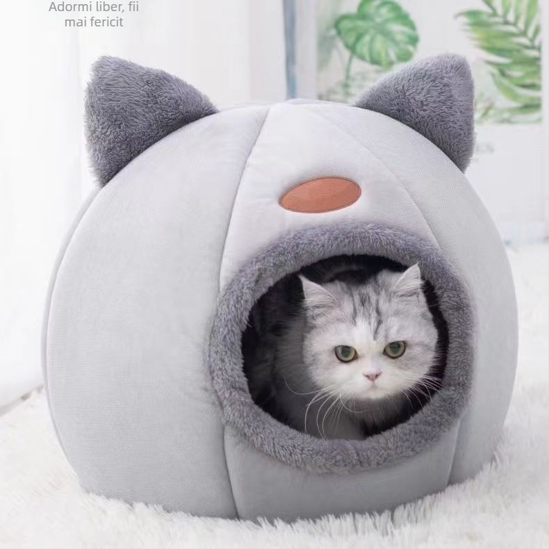 Cat Head Bed – Căldură pe tot timpul anului, Respirabil, Semiînchis, Lavabil