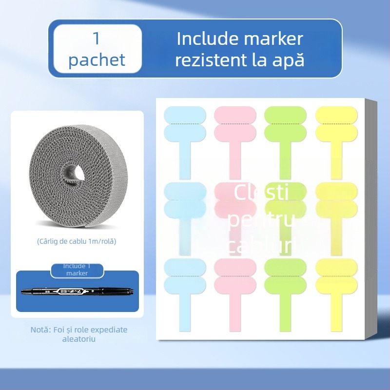 Etichetă impermeabilă pentru cabluri, autocolant din hârtie kraft, pentru etichetare manuală a cablurilor, 100 etichete