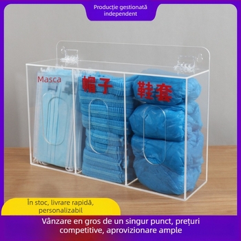 Cutie de depozitare din acrilic, montată pe perete, pentru măști și mănuși — capacitate 1 L, organizează măști, mănuși, pălării și acoperitoare pentru pantofi
